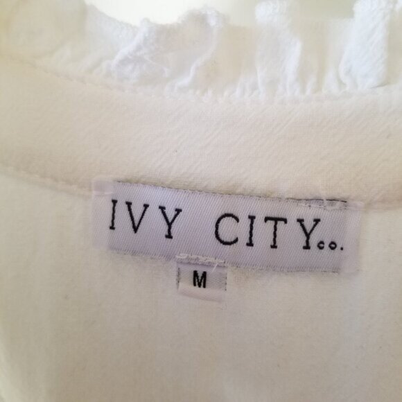 IVY CITY CO - Santorini Cotton Dress - White and Dark Blue - Tassels - Medium - Picture 2 of 10